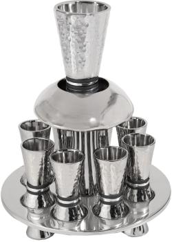 Hammered Kiddush Fountain Black Rings