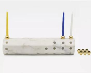 Marble Octagonal Hanukkah Menorah