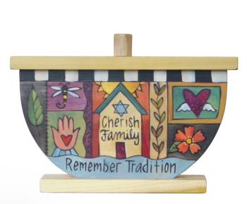 Chag Sameach Wooden Menorah