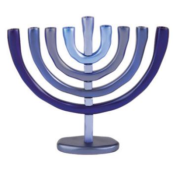 Tall Blue Modern Menorah