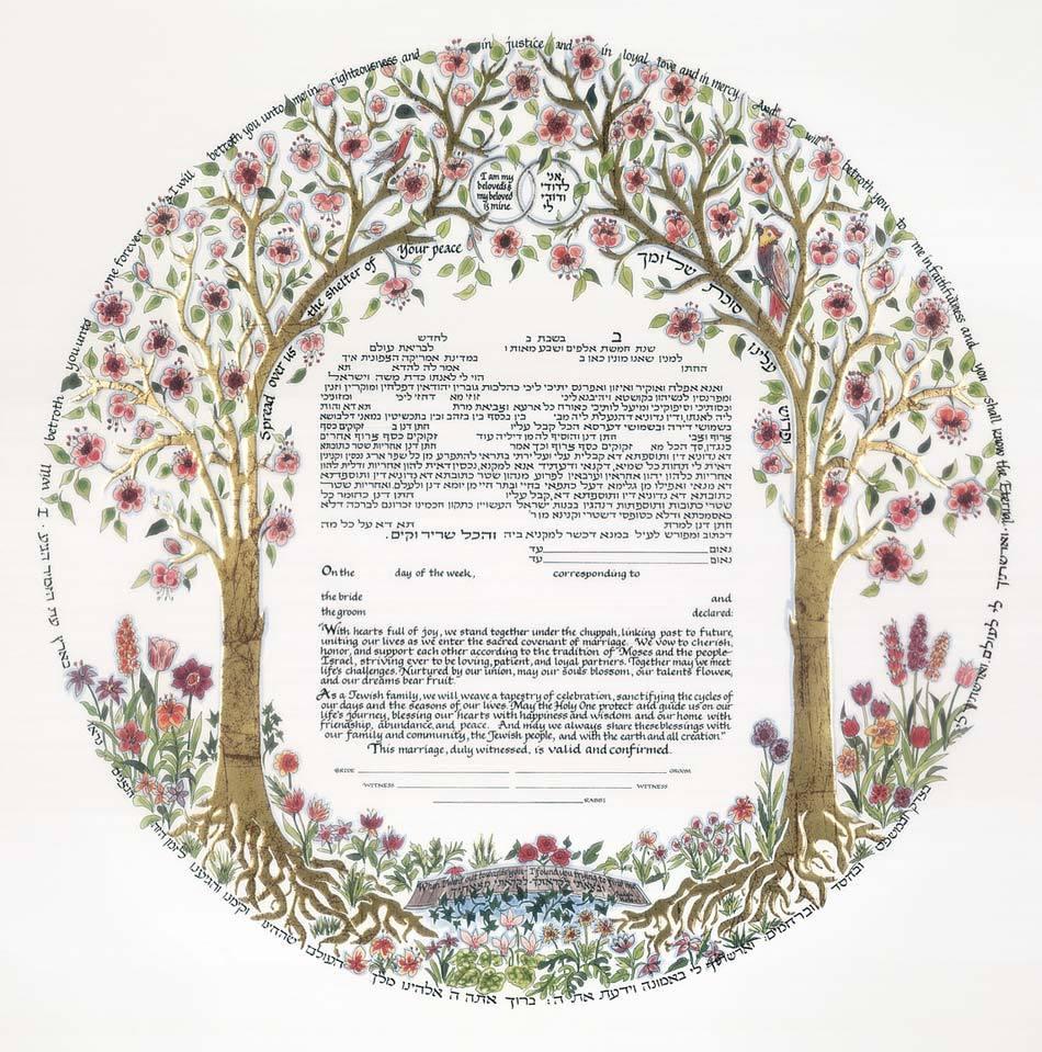 Trees of Life 3 (Gold) Ketubah