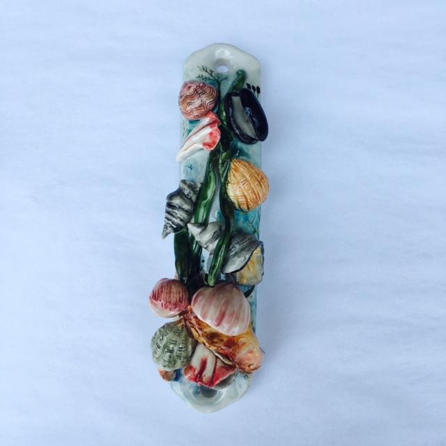 Seashells Mezuzah - Painted Porcelain