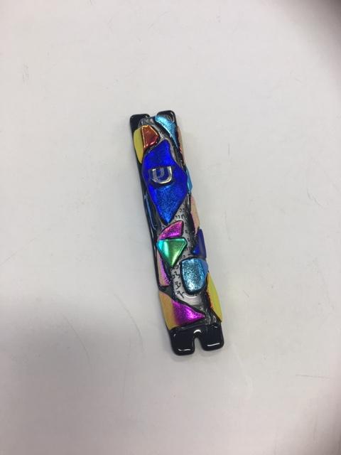 Multi Color Black Glass Mezuzah