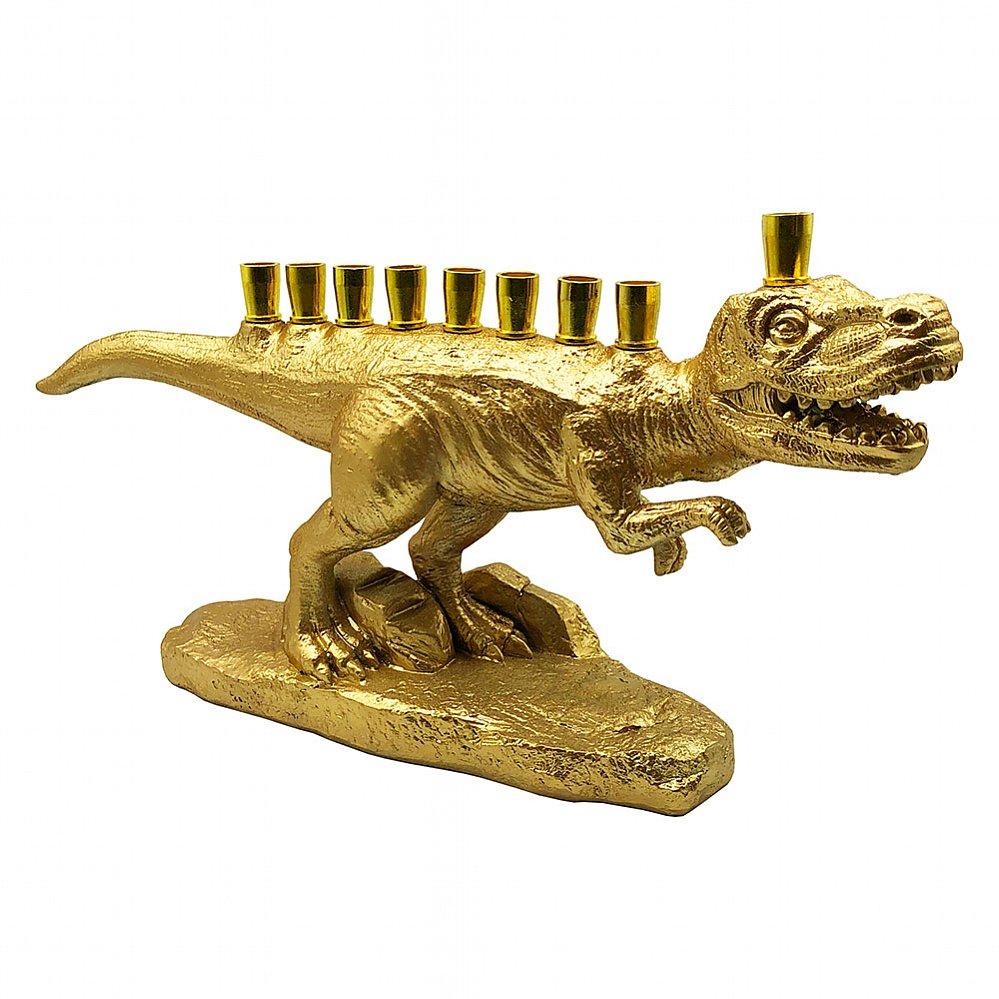 Dinosaur Hanukkah Menorah-Polyresin Gold